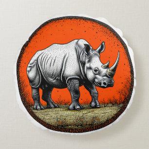 Rhinoceros Round Cushion