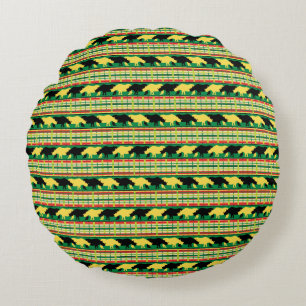 Rhinoceros Safari Weave Pattern Round Cushion