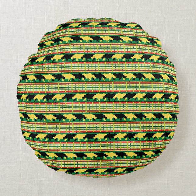 Rhinoceros Safari Weave Pattern Round Cushion (Front)