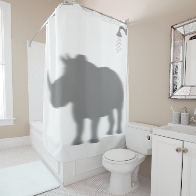 Rhinoceros   Silhouette Shadow Behind Shower Curtain (In Situ)
