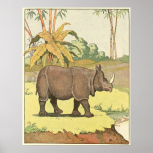 Rhinoceros Story Book Illustrated Poster