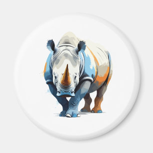 Rhinoceros Vector Art with Vibrant Colours Magnet