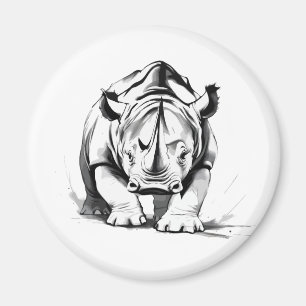 Rhinoceros Vector Graphic Art Portrait Animal Wild Magnet