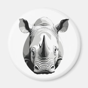 Rhinoceros Vector Graphic Art Portrait Animal Wild Magnet