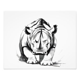 Rhinoceros Vector Graphic Art Portrait Animal Wild Photo Print