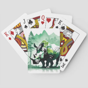 Rhinoceros Wildlife Animal Nature Forest Mountain Playing Cards