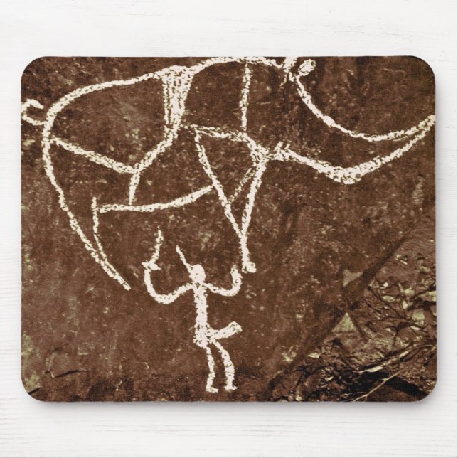 Rhinoceros with Man Mouse Mat (Front)