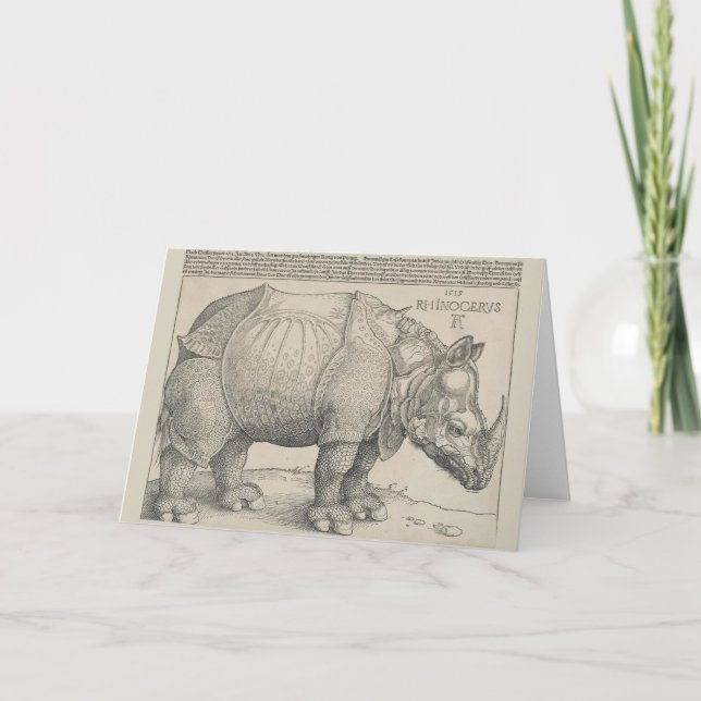 Rhinoceros, Woodcut by Albrecht Durer Card (Front)