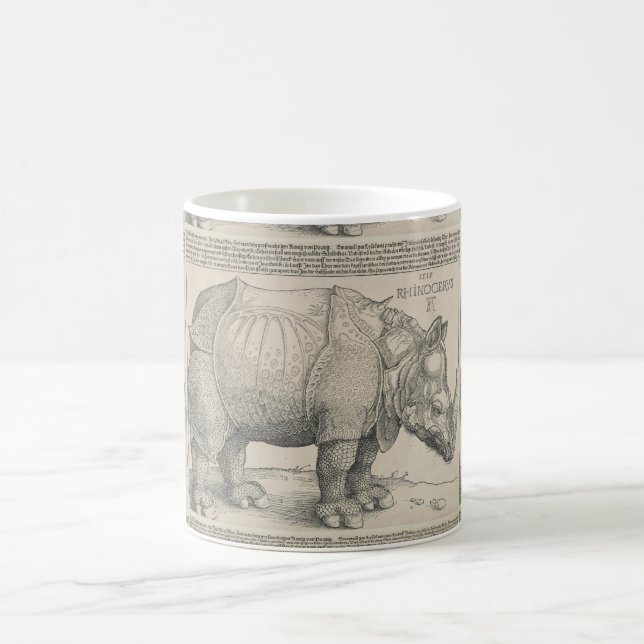 Rhinoceros, Woodcut by Albrecht Durer Coffee Mug (Center)