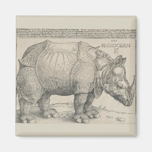 Rhinoceros, Woodcut by Albrecht Durer Magnet