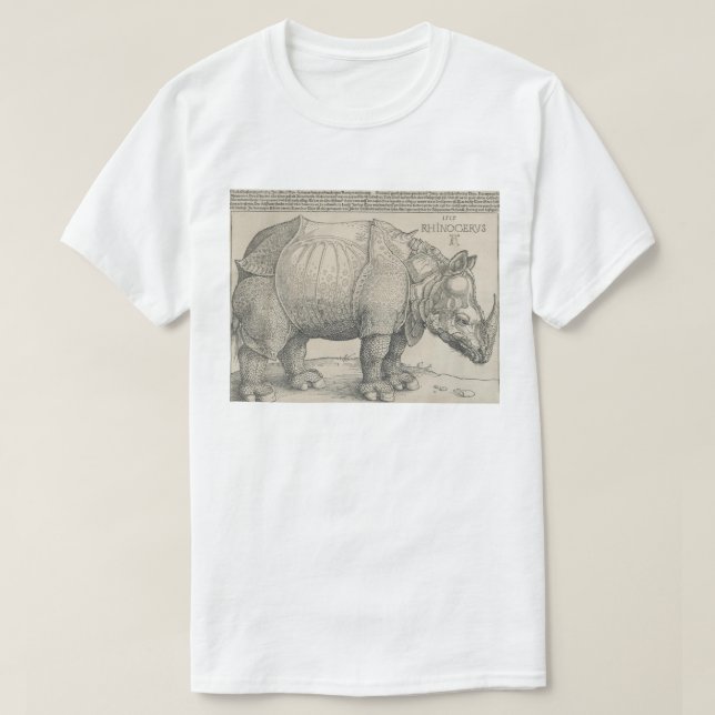 Rhinoceros, Woodcut by Albrecht Durer T-Shirt (Design Front)