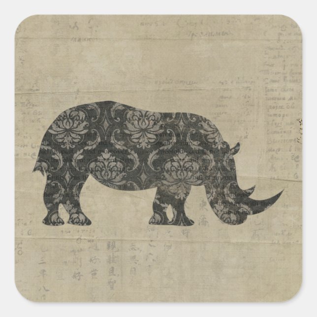 Rhinoceroses Silhouette Sticker (Front)