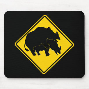 RHINOS CROSSING ROAD SIGN MOUSE MAT