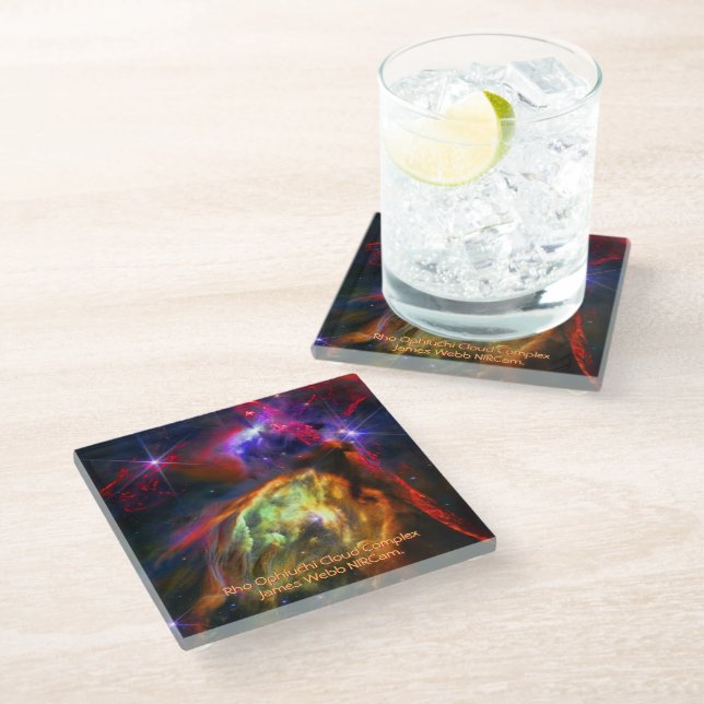 Rho Ophiuchi Cloud Complex - James Webb NIRCam Glass Coaster (Angled)