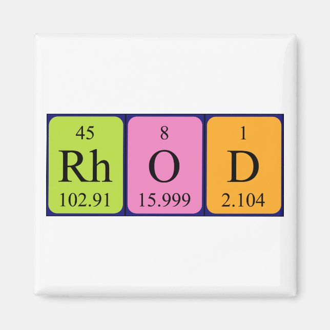 Rhod periodic table name magnet (Front)