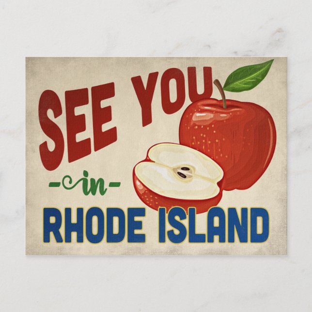 Rhode Island Apple - Vintage Travel Postcard (Front)