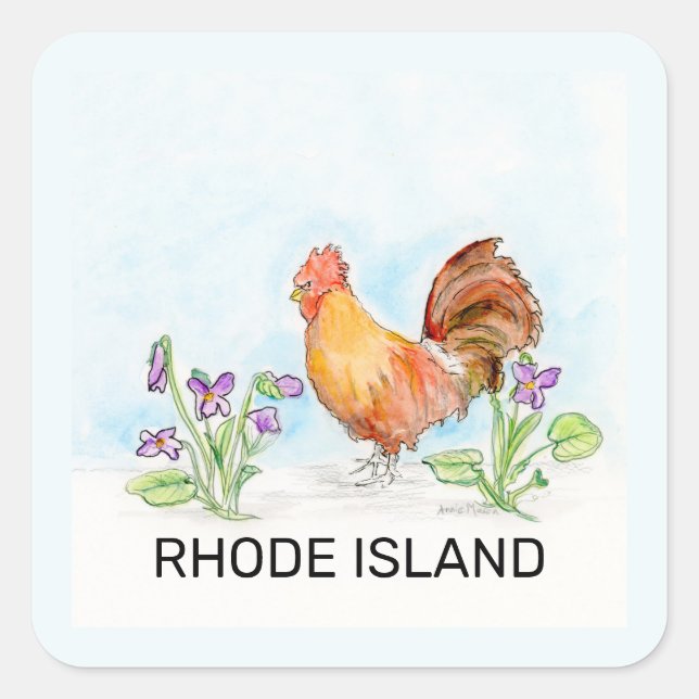 Rhode Island bird flower Square Sticker (Front)