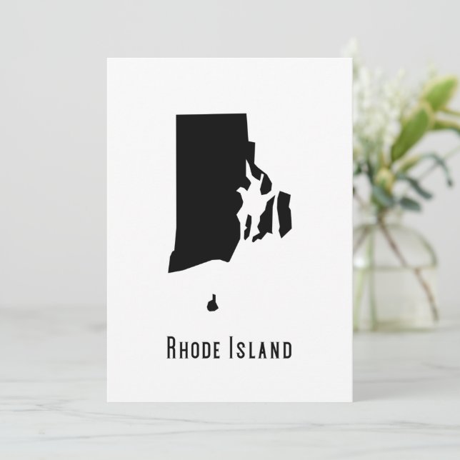 Rhode Island Black and White map Invitation (Standing Front)