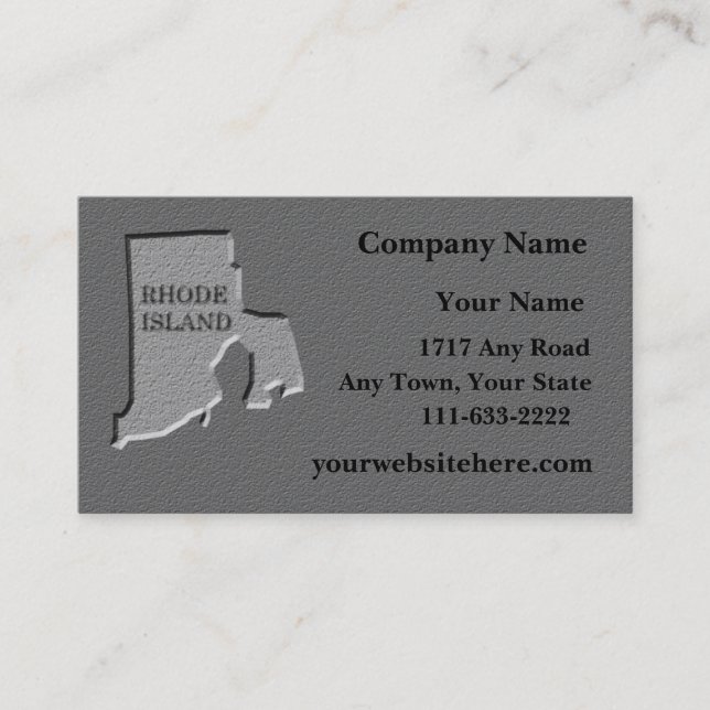 Rhode Island Business card  carved stone look (Front)