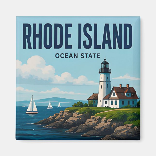 Rhode Island Capitol Harbour Ocean State Magnet (Front)