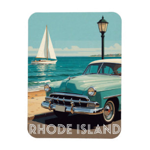 🌊 Rhode Island Classic Car Coast Magnet