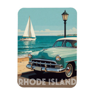 🌊 Rhode Island Classic Car Coast Magnet