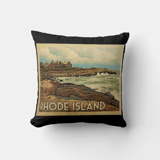 Rhode Island Coast Vintage Travel Cushion (Front)