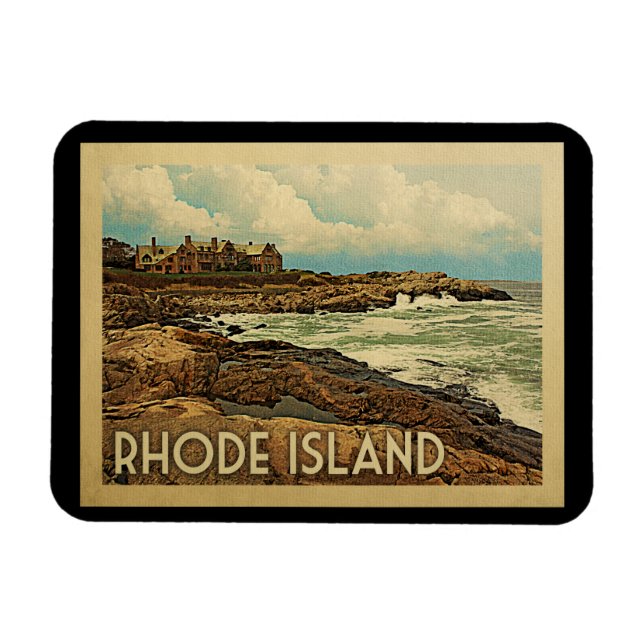Rhode Island Coast Vintage Travel Magnet (Horizontal)