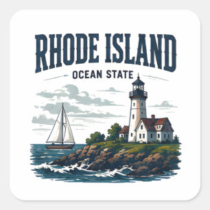 Rhode Island Coastal Lighthouse Journey Square Sticker