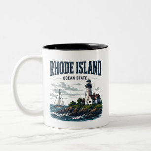 Rhode Island Coastal Lighthouse Journey Two-Tone Coffee Mug