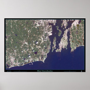 Rhode Island Coastline satellite poster