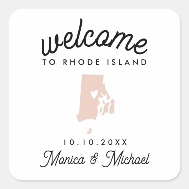 RHODE ISLAND  Destination Wedding ANY COLOR Square Sticker (Front)