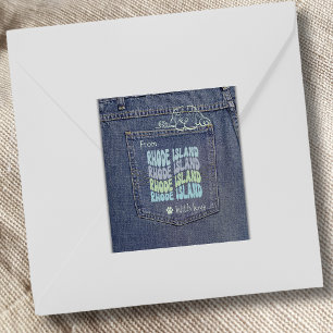 Rhode Island Dog in Jean Pocket Square Sticker