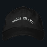 Rhode Island Embroidered Adjustable Cap Black<br><div class="desc">A Basic Adjustable Cap embroidered with the (customisable) text Rhode Island. Select the hat and text colour and style of your choice.</div>