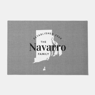 Rhode Island Family Monogram State Doormat