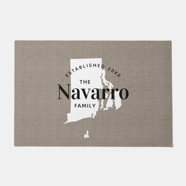 Rhode Island Family Monogram State Doormat (Front)