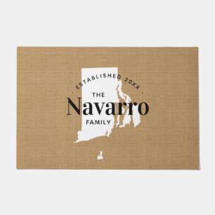 Rhode Island Family Monogram State Doormat