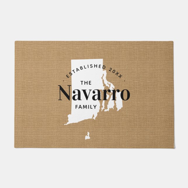 Rhode Island Family Monogram State Doormat (Front)