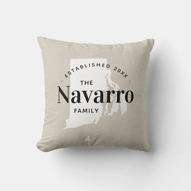 Rhode Island Family Monogram State Throw Pillow (Front)