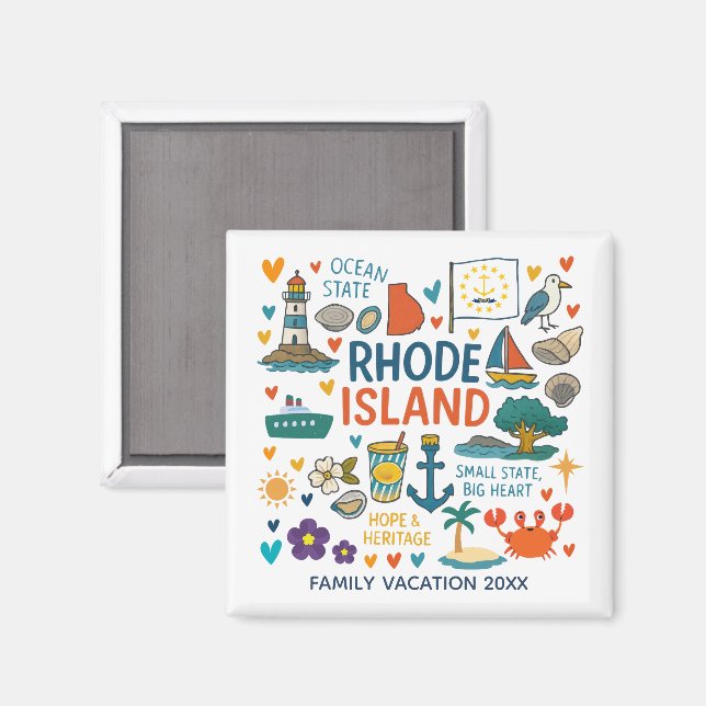 Rhode Island Family Trip Keepsake Custom Magnet (Front/Back)