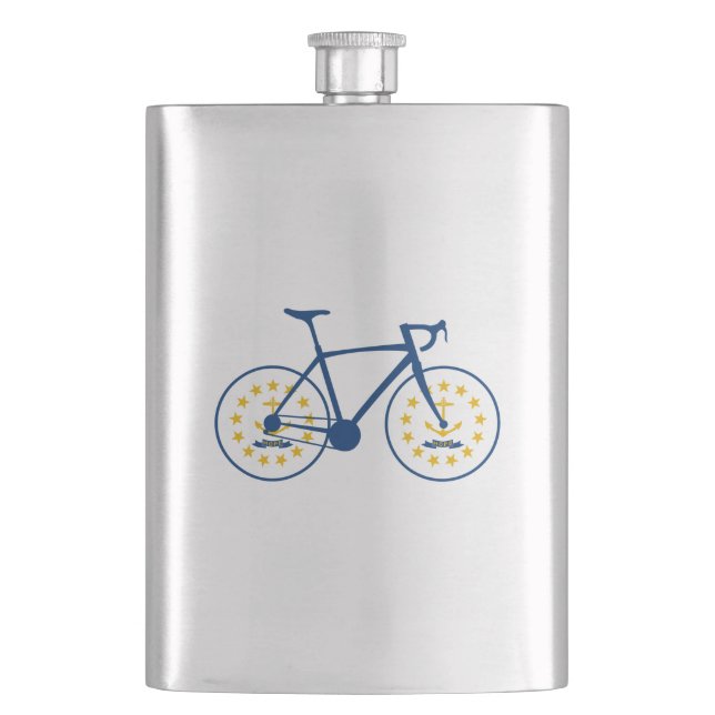 Rhode Island Flag Cycling Hip Flask (Front)
