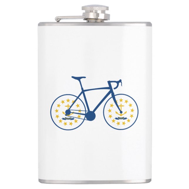 Rhode Island Flag Cycling Hip Flask (Front)
