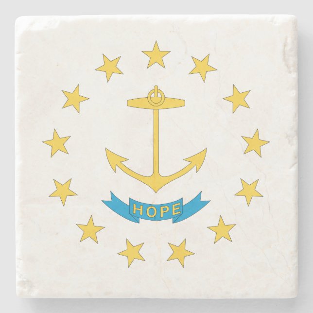 RHODE ISLAND FLAG STONE COASTER (Front)