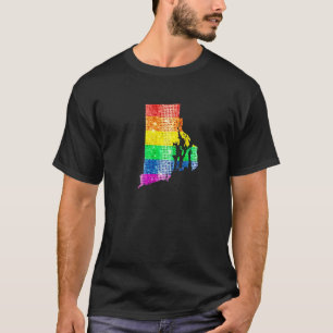 Rhode Island Gay State Pride Rainbow Flag Map Gay  T-Shirt
