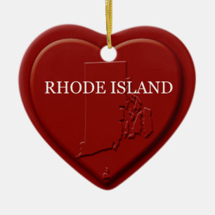 Rhode Island Heart Map Christmas Ornament