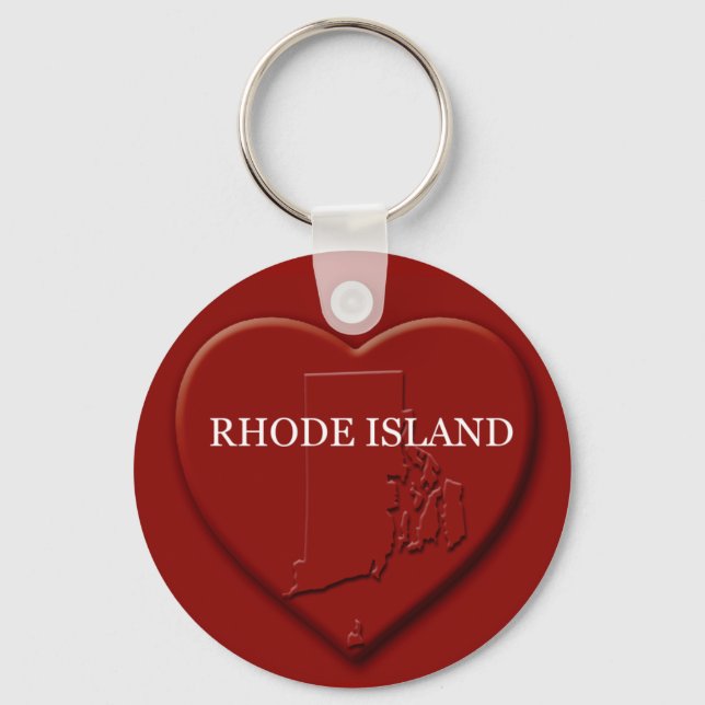 Rhode Island Heart Map Keychain (Front)