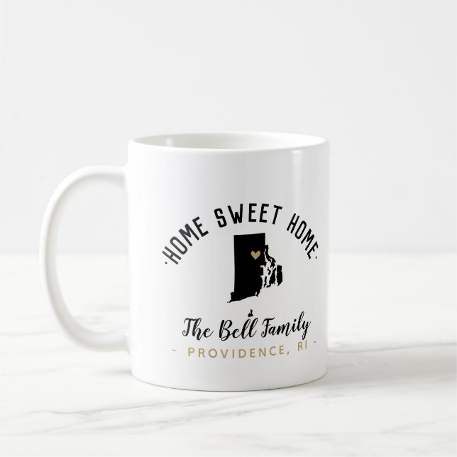 Rhode Island Home Sweet Home Family Monogram Mug (Left)