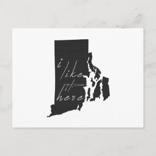 Rhode Island I Like It Here State Silhouette Black Postcard