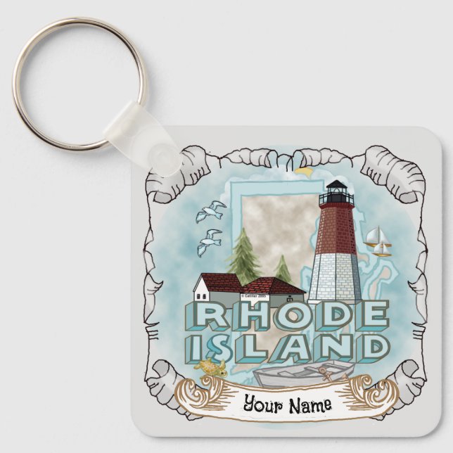 Rhode Island  Lighthouse  Key Ring (Front)