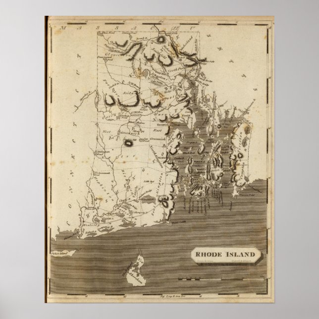 Rhode Island Map by Arrowsmith Poster (Front)